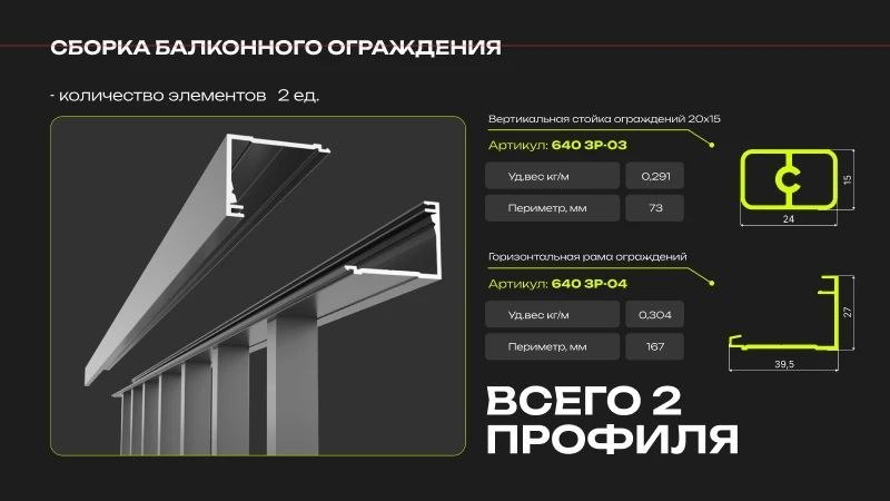 Продуманная сборка ограждений ALUSET: два профиля